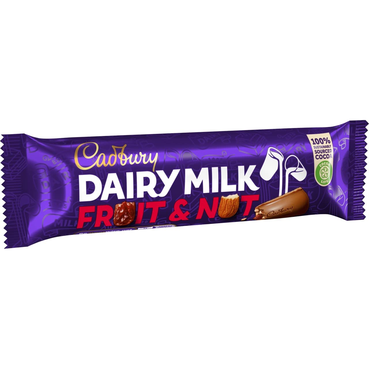 Cadbury Dairy Milk Fruit & Nut Chocolate Bar Single 49g Bar (Pack of 48)