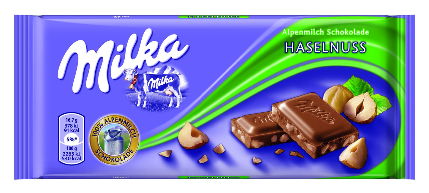 Milka Crushed Hazelnut Chocolate Bar, 3.5 Ounce (Pack of 20)
