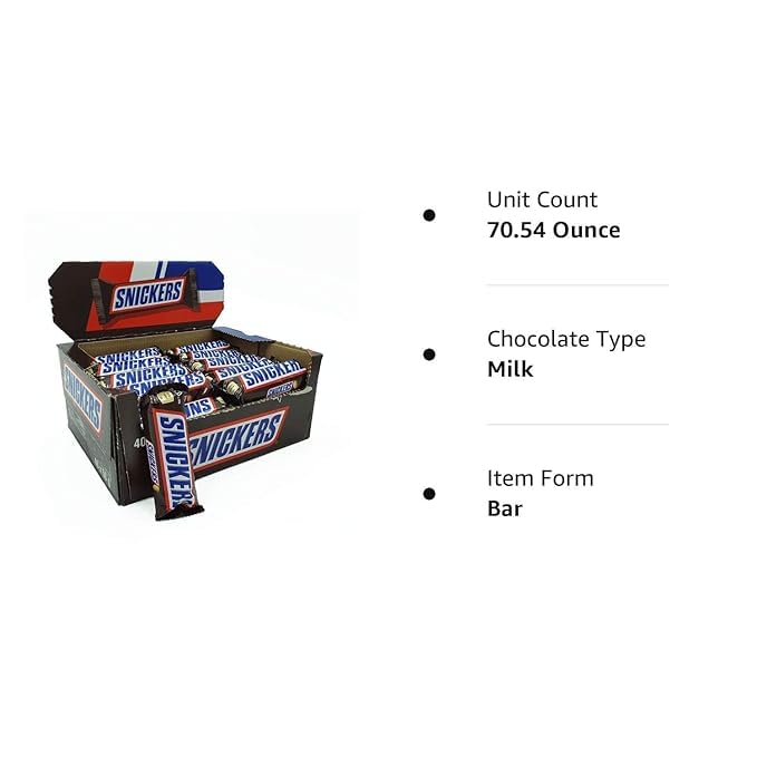 SNICKERS Full 40 Size Bulk Milk Chocolate Candy Bars, 8 extra 1.86 oz Bar, total 48 Count by Peace merchandise