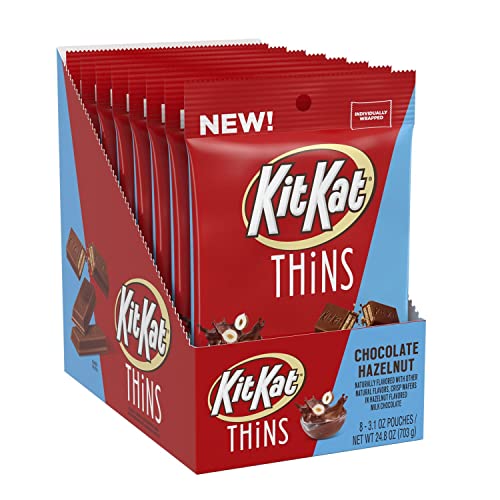 KIT KAT THiNS Chocolate Hazelnut Wafer Candy Pouches, 3.1 oz (8 Count)