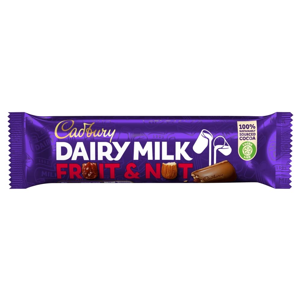 Cadbury Dairy Milk Fruit & Nut Chocolate Bar Single 49g Bar (Pack of 48)