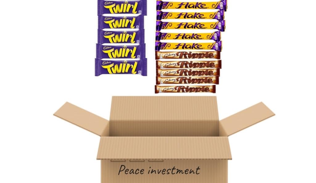 Cadbury & Galaxy Chocolate Variety - 15 bars (Flakes, Twirl & Ripple) Delicious Chocolate :packaged by peace merchandise