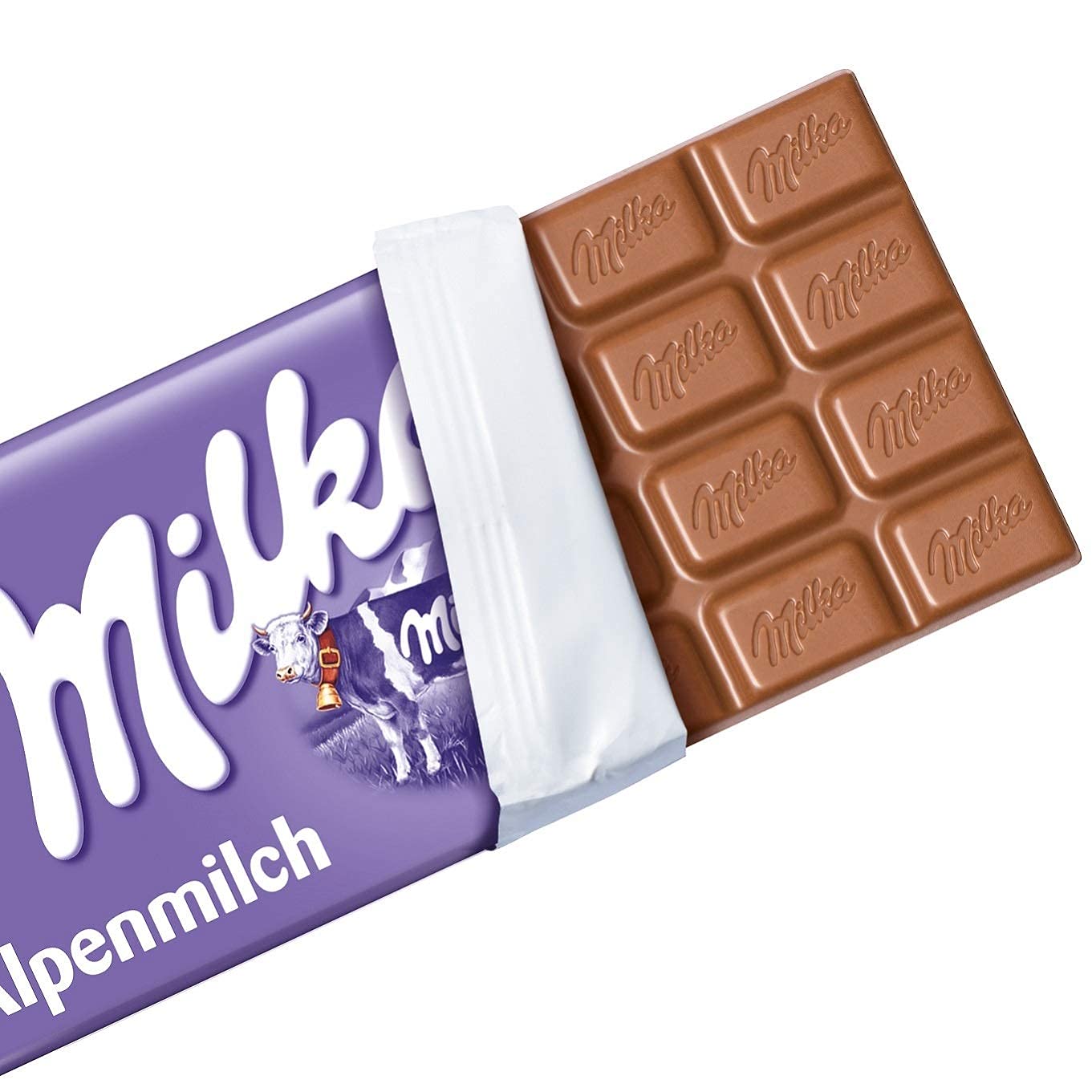 Milka Alpenmilch - Milka Alpine Milk Chocolate Bar - 24 x 100 g - Pack of 24, Germany