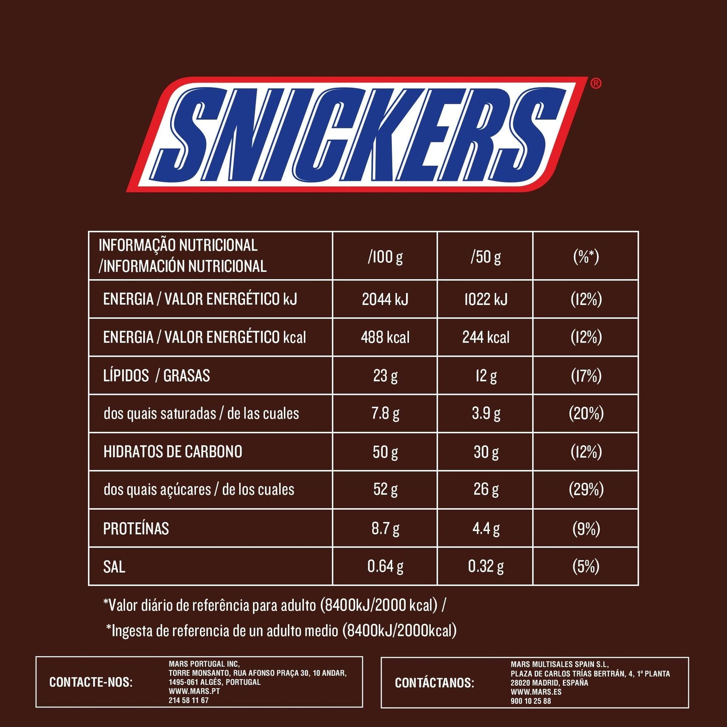 Mars snickers non shaped bar box nutty