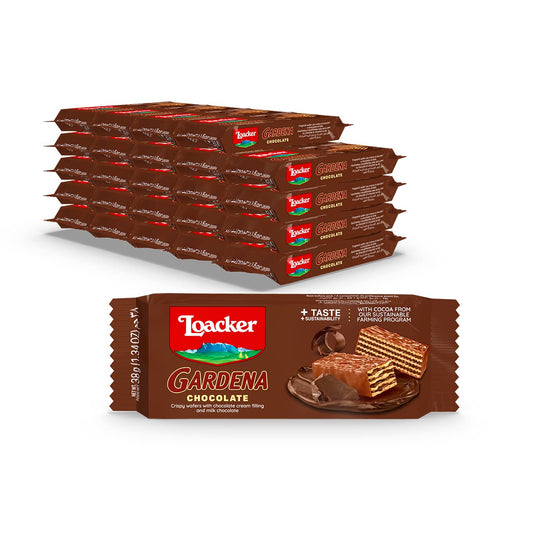 Loacker Gardena - Premium Chocolate Covered Crispy Wafer Snack Bars with Cream Filling