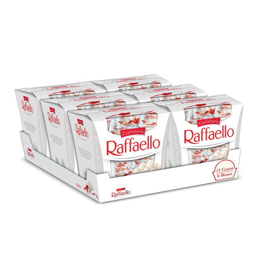 Raffaello, 15 Count, 6 Pack, Premium White Almond, Cream and Coconut, 5.3 oz Each