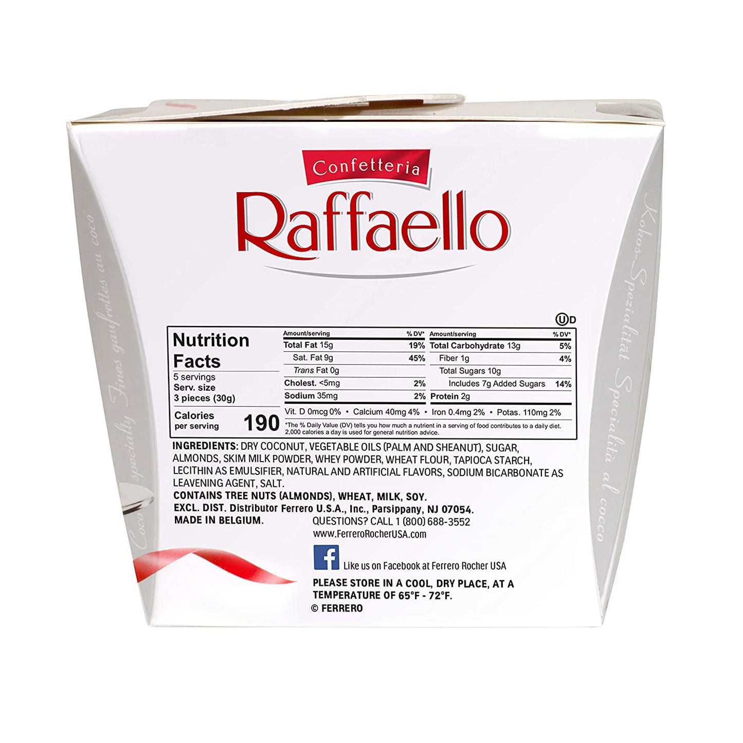 Raffaello, 15 Count, 6 Pack, Premium White Almond, Cream and Coconut, 5.3 oz Each