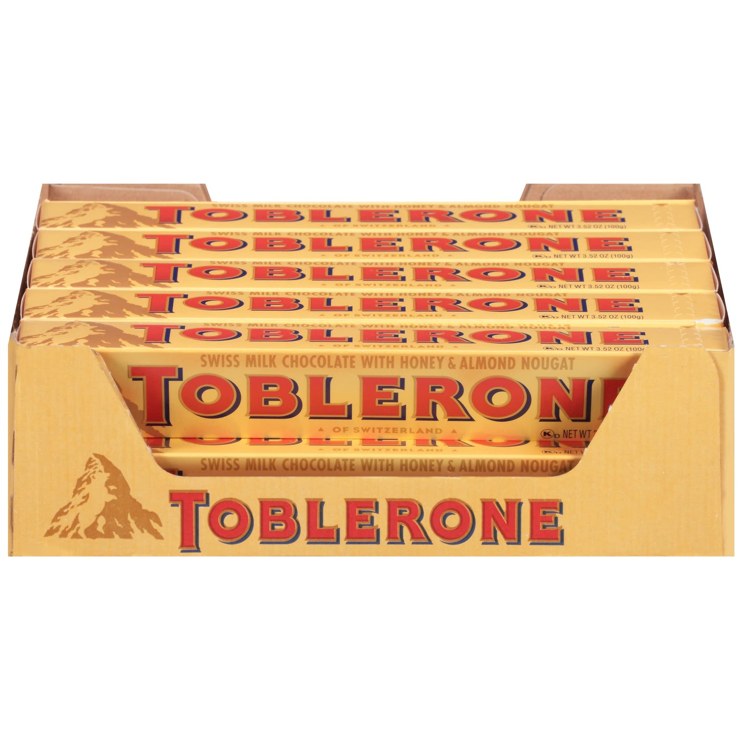 Toblerone Swiss White Chocolate Bar with Honey & Almond Nougat, 3.52 oz