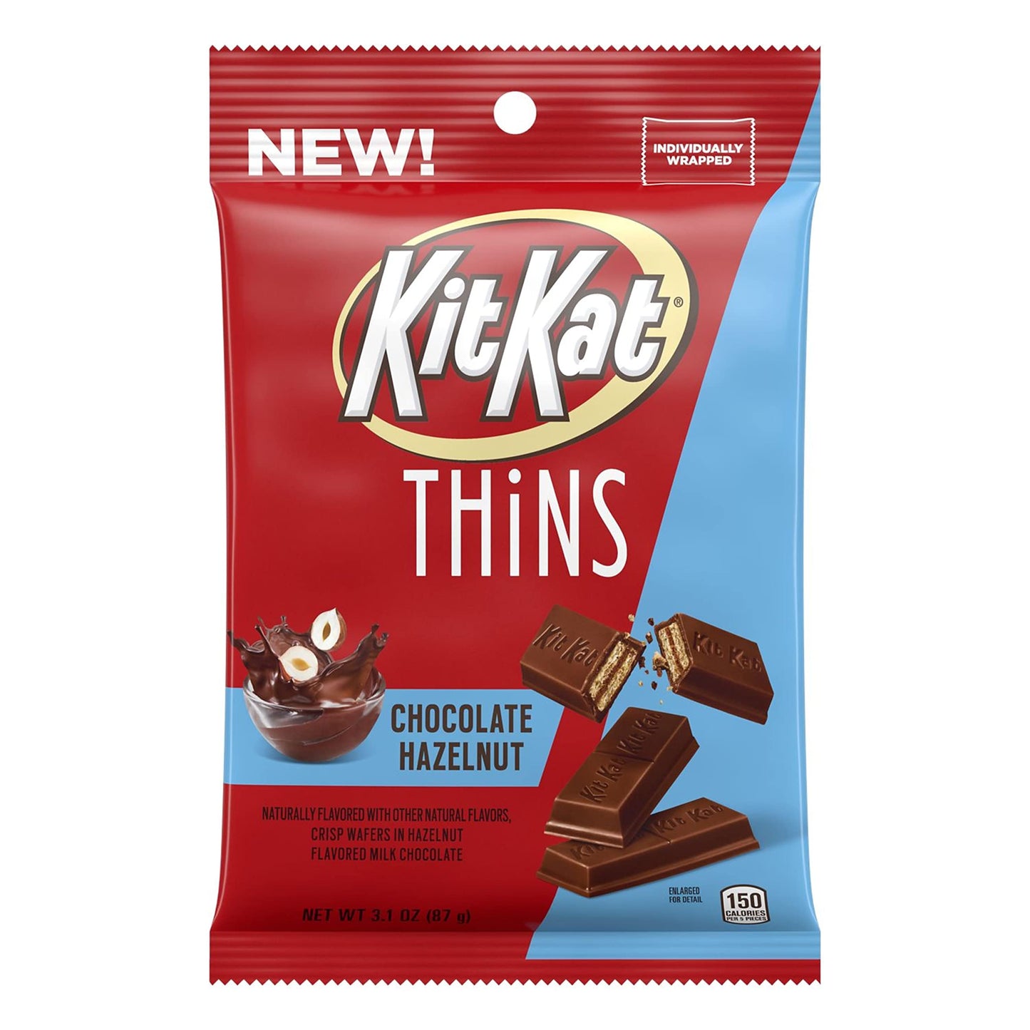 KIT KAT THiNS Chocolate Hazelnut Wafer Candy Pouches, 3.1 oz (8 Count)