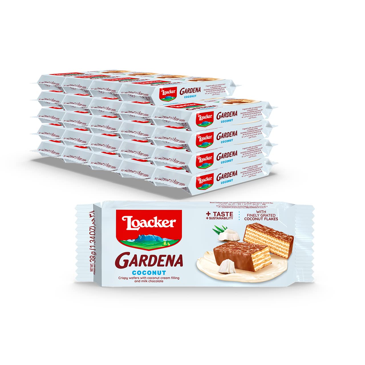 Loacker Gardena - Premium Chocolate Covered Crispy Wafer Snack Bars with Cream Filling