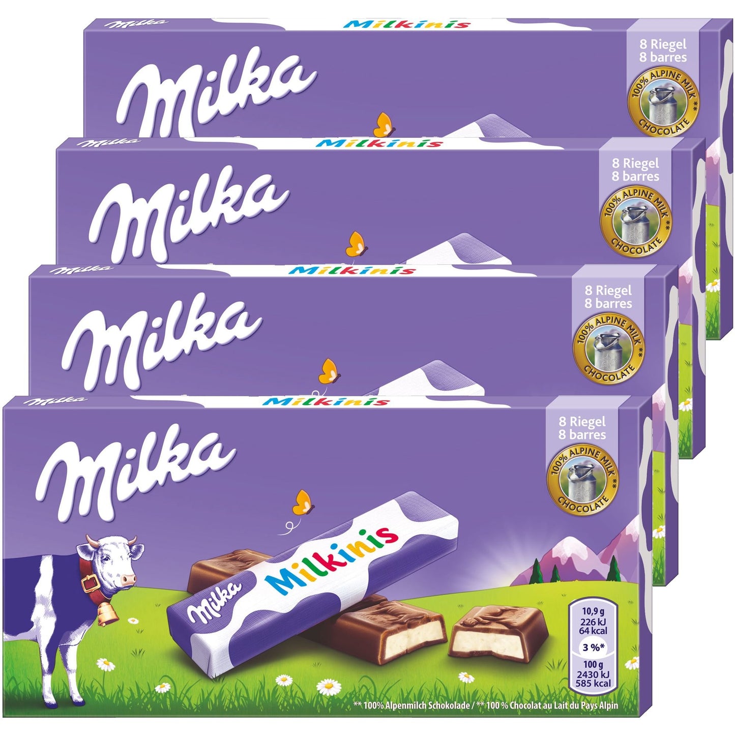 Milka Milkinis Chocolate Bars, 87.5g/3.09oz (Pack of 4)