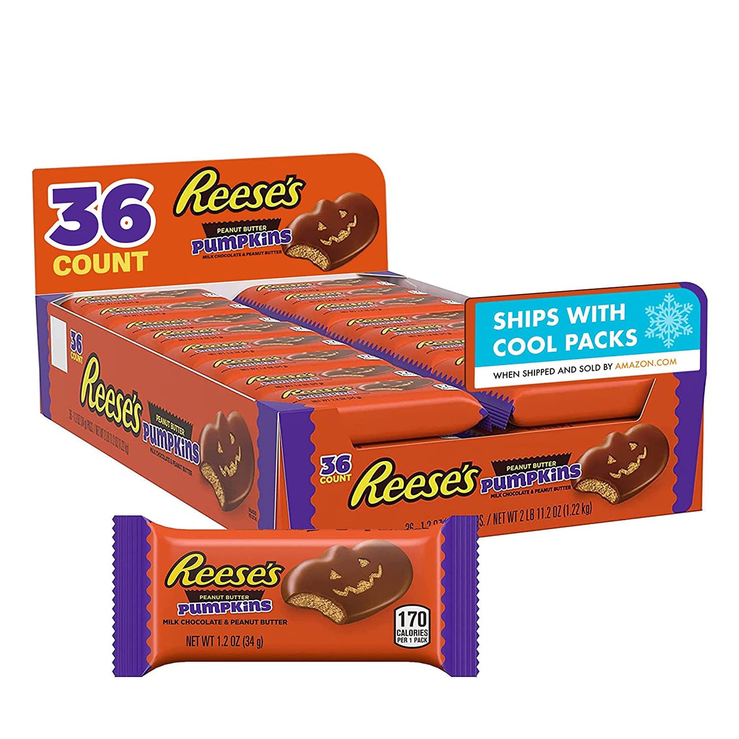 REESE'S Milk Chocolate Peanut Butter, 1.2 oz (36 count)