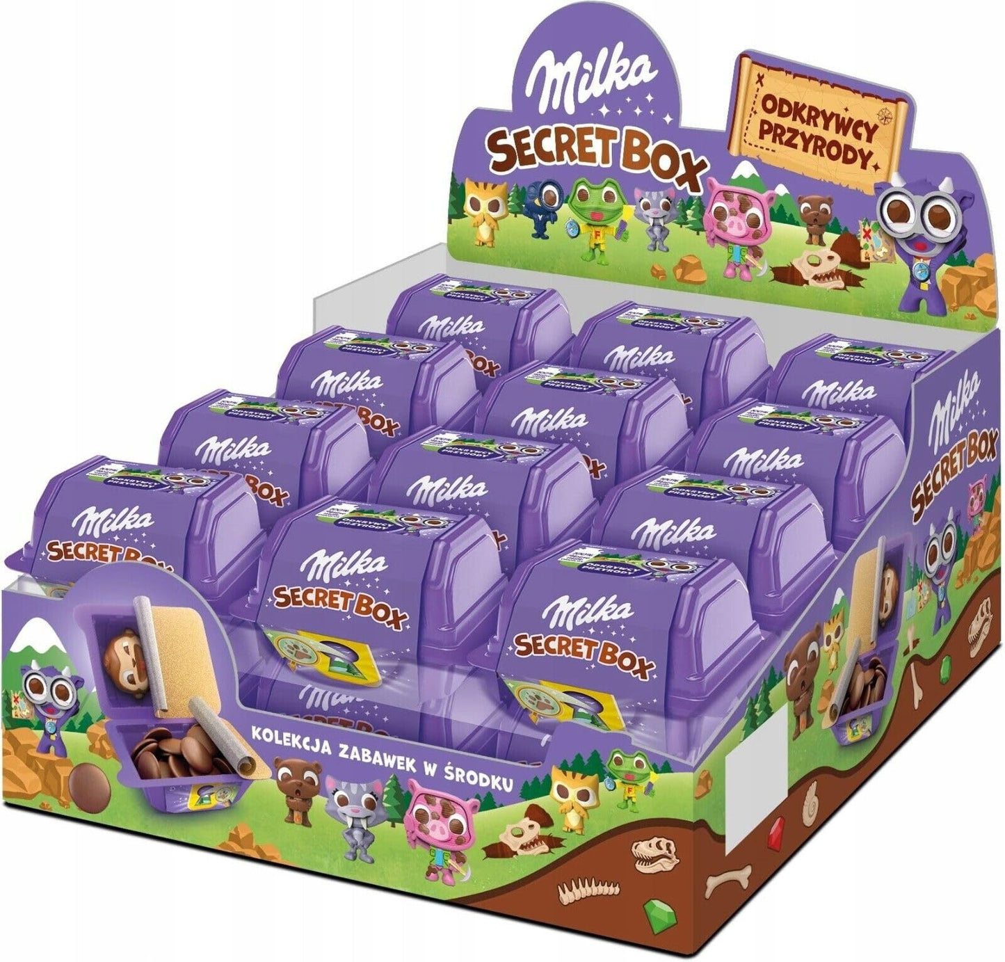 Milk chocolate, Milka SECRET BOX Chocolates Pack 12 x 14.4 g with surprise Toy by peace merchandise